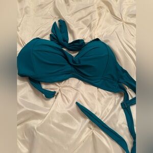 Teal Bikini Top with Tie Detail